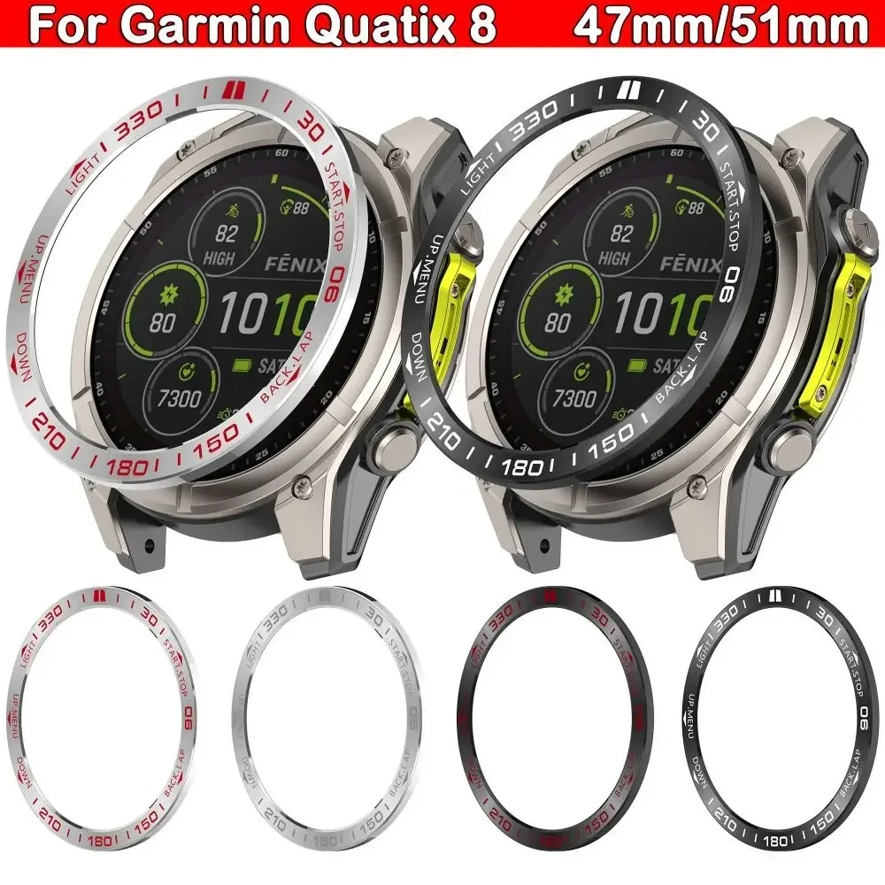 Stainless Steel Bezel Ring Styling Case Anti-Scratch Decorative Watch Bezel Ring Replacement for Garmin Quatix 8 47mm/51mm
