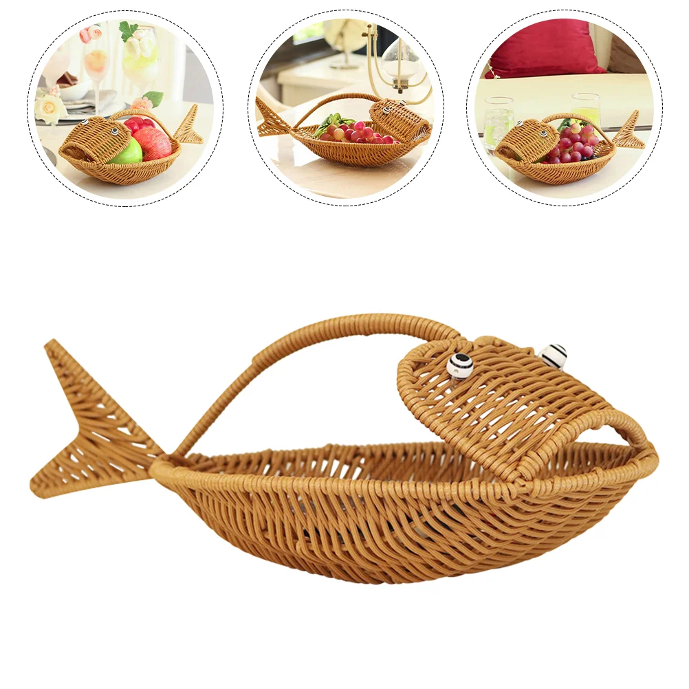 

Imitation Rattan Fruit Basket Snack Storage Basket Multifuctional Breads Basket Practical Food Basket
