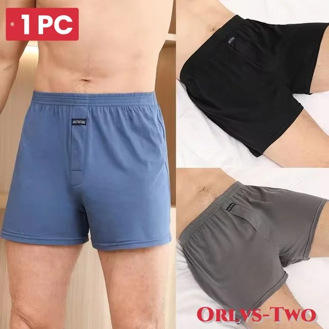 1 PC Men\'s Cotton Boxer Briefs Underpants Aro Pants Sleep Underpants Boys Short Comfortable Loose-fitting Underwear Lounge Pants