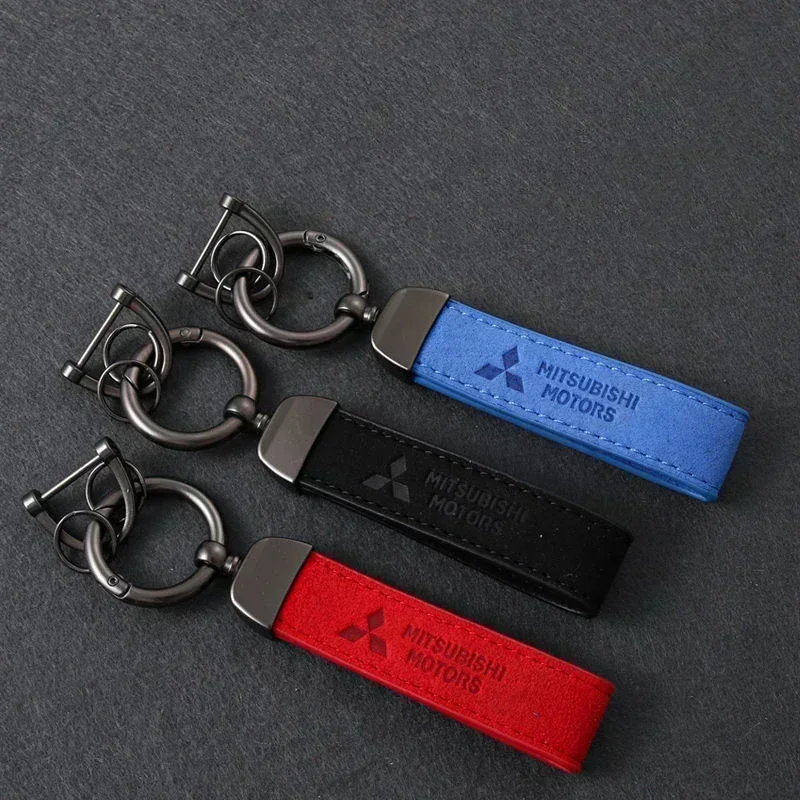 Porte-clés de voiture en daim, pour Mitsubishi Ralliart ASX Lancer Cordia Pajero Outlander Xpander Triton Colt