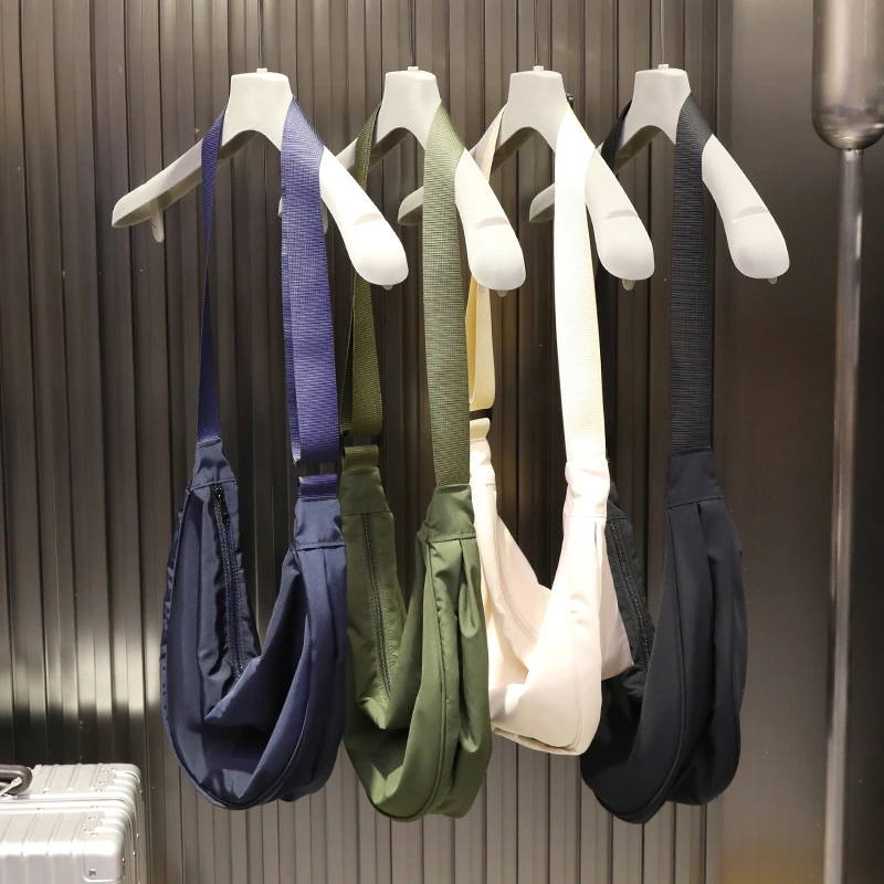 Versatile Portable Dumpling Crossbody Bag Unisex Spring Summer Shoulder Chest Bag Nylon Material Zipper Closure Casual Style