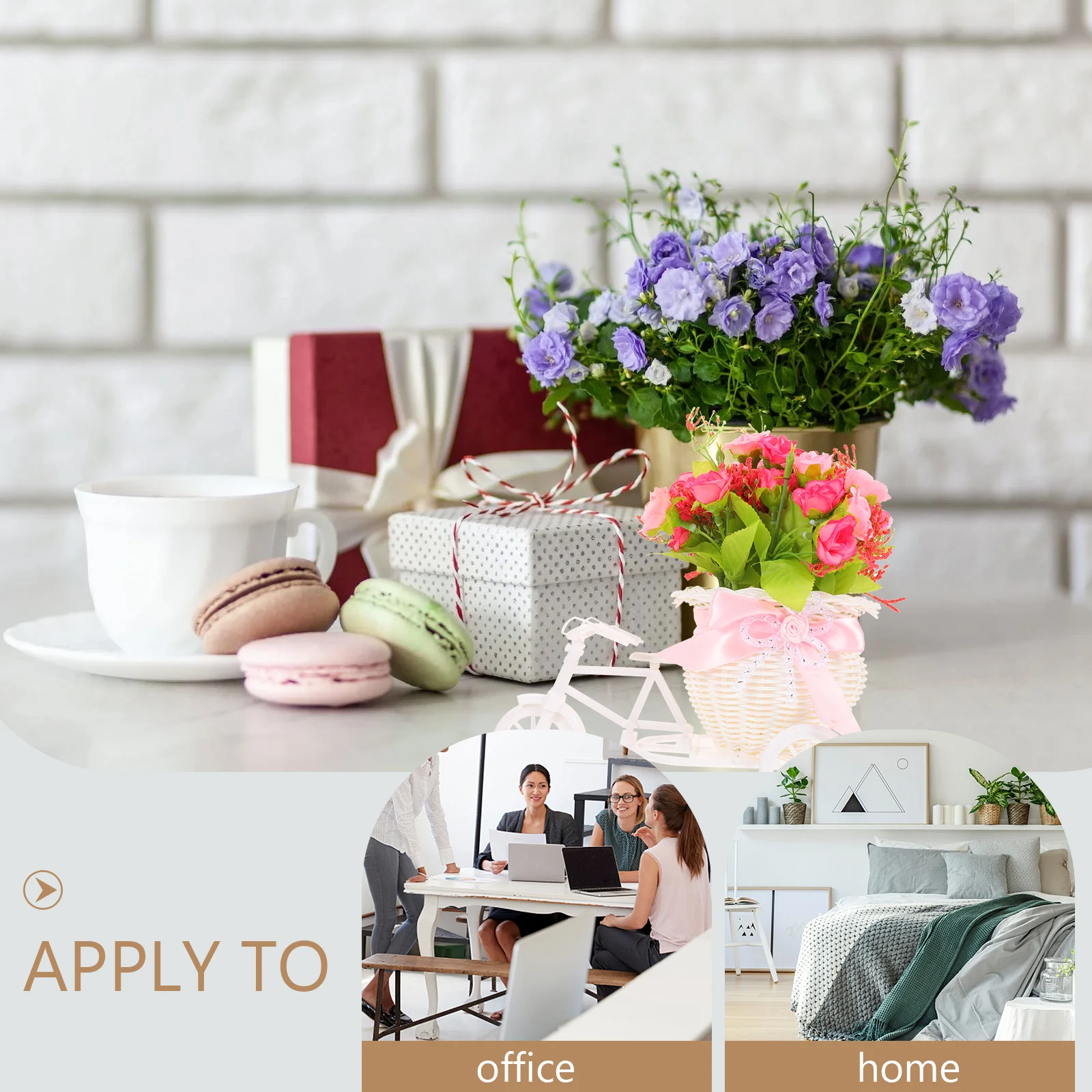 

Mini Bicycle Artificial Flower Ornament Realistic Simulation Plant Decor for Home Office Living Room Desktop Garden Wedding