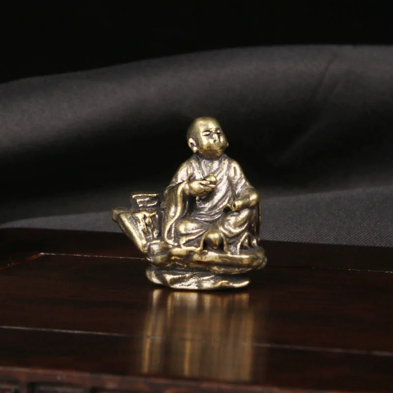 CH Brass Chanting Sutras, Young Monk's Meditation Little Shami's Writing Playing With Ornaments And Handicrafts Home Decor Items