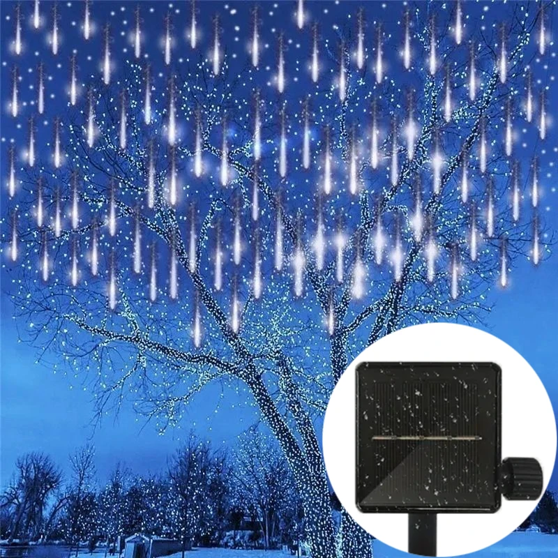 Imagem -06 - Solar Led Meteor Shower Lights Decoração do Jardim do Ano Novo Garland de Rua ao ar Livre Decoração de Natal Rain Lights 30 cm 50cm