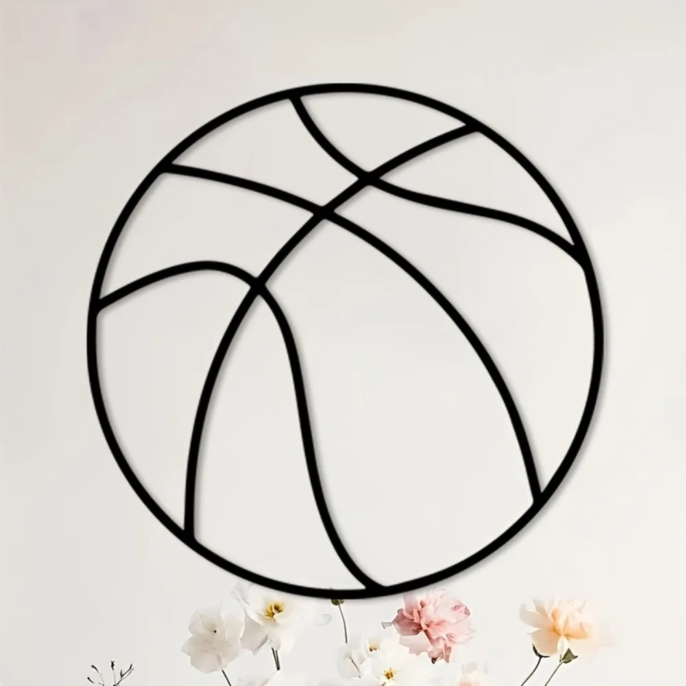 Vintage Basketball Laser Cut Metal Wall Art, Powder‑Coated Rustproof Iron Silhouette Sign, Sports Hanging Decor for Man Cave Gym