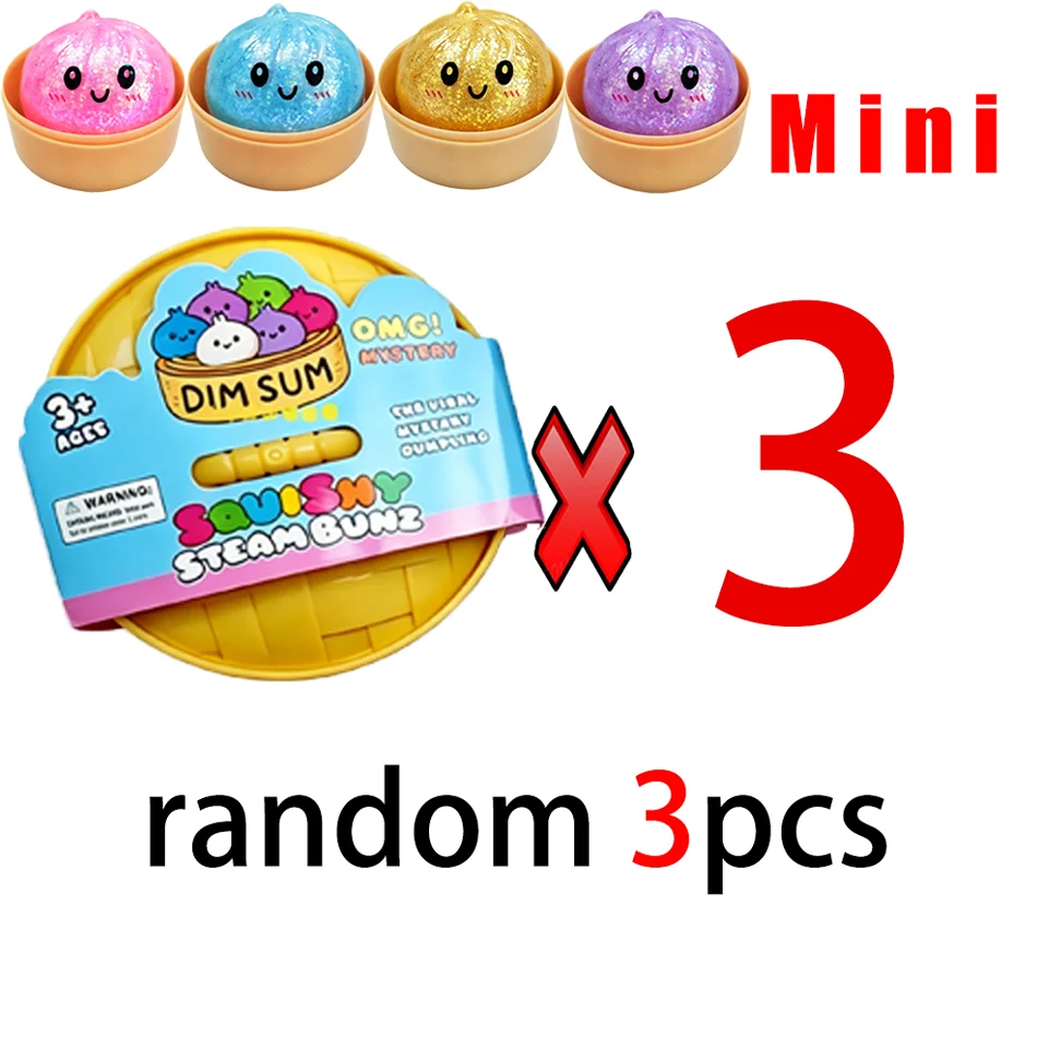 Glitzer-Dumpling-Squishy mit Box – Sensorischer Dampfkugel-Druckentlastungs-Fidget-Spielzeug aus weichem TPR-Teig für Stressabbau – Geschenk