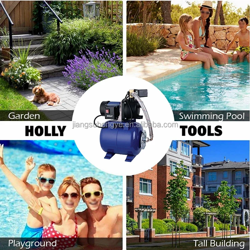 0.8HP self priming pump station water booster pump with Pressure Tank Garden Sprinkler System 600W Automatic Jet Pump 19L Boiler