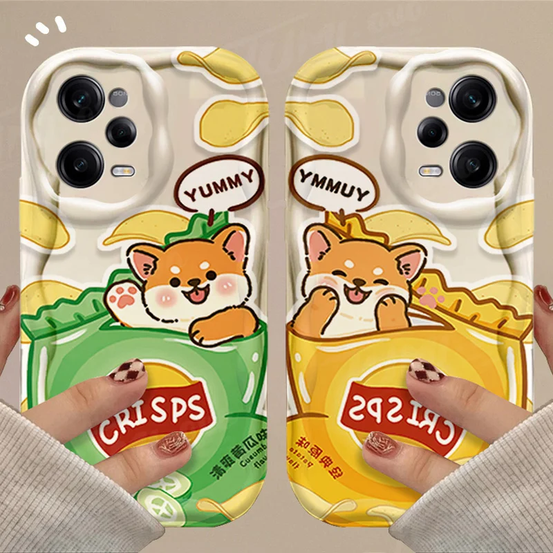 Cute Crisps Shiba Inu Dog Wave Case For Xiaomi Redmi 12 12C 12R 11A 13C 10 10C 10X 9 Power 9A 9C 9T 8 K70E K70 K60 K50 Pro Cover