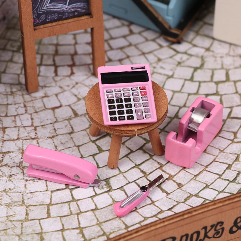 Dollhouse Mini Stationery Simulation Tape Cutter Utility Knife Pack School Supplies Model