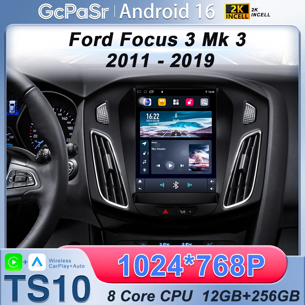 9,7 pulgadas para Ford Focus 3 Mk 3 2011 - 2019 pantalla Android 16 Auto Radio reproductor Multimedia WIFIGPS navegación Carplay NO 2din DVD
