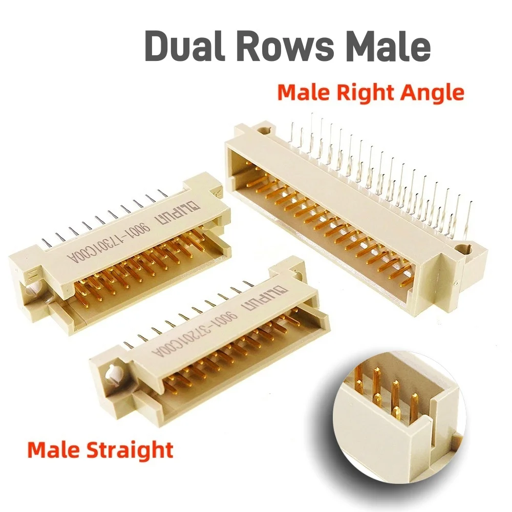 5 Pcs DIN 41612 Connector 20 30 32 48 64 96 Pin Plug Male Female Socket Vertical Right Angle Through Hole PCB Pitch 2.54 MM