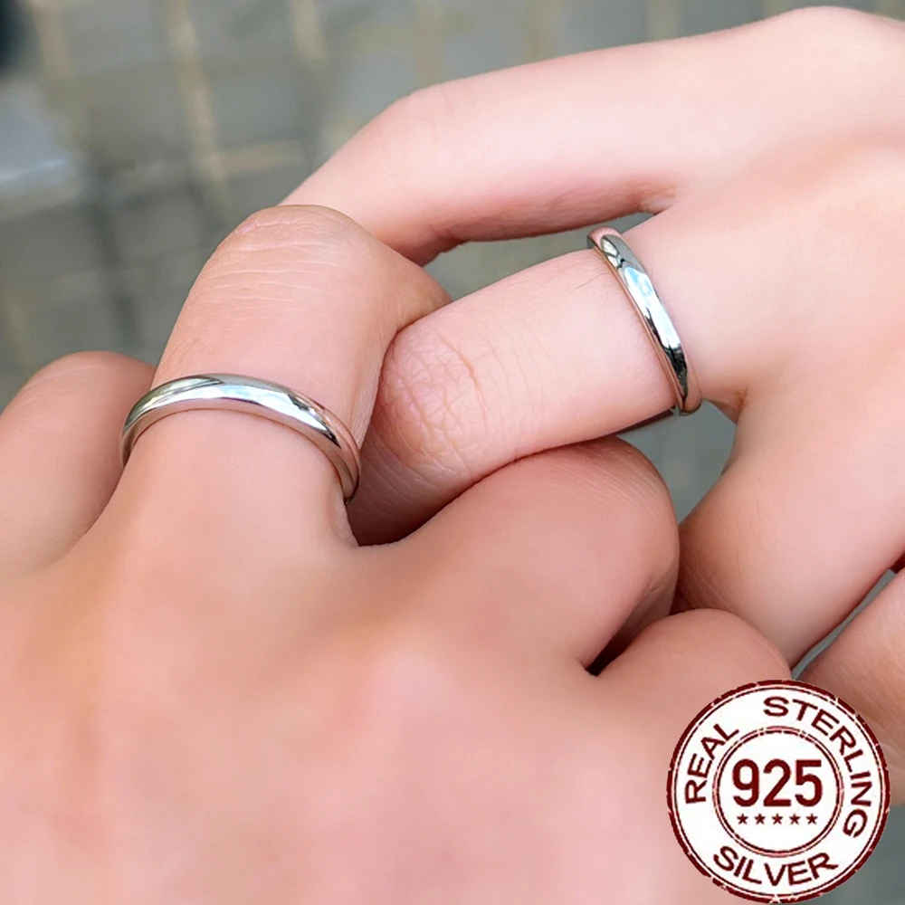 CWWZircons Echter 100 % 925er Sterlingsilber, verstellbarer Paarring für Damen und Herren, Verlobung, Hochzeit, Brautband, Schmuck, Geschenke SR038