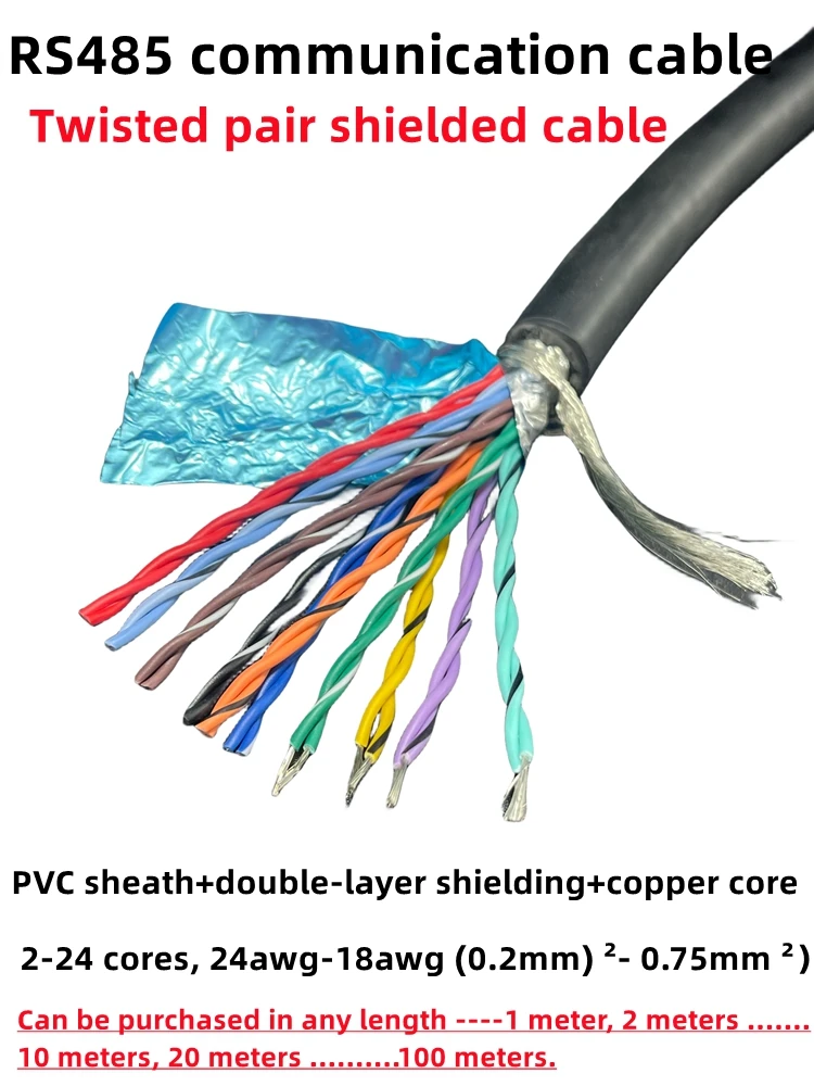 STP Cavo schermato Twisted-pair da 100M 2 4 6 8 10 12core 20 22 18 26 24awg Pvc rame puro 485 segnale di comunicazione cavo di controllo morbido