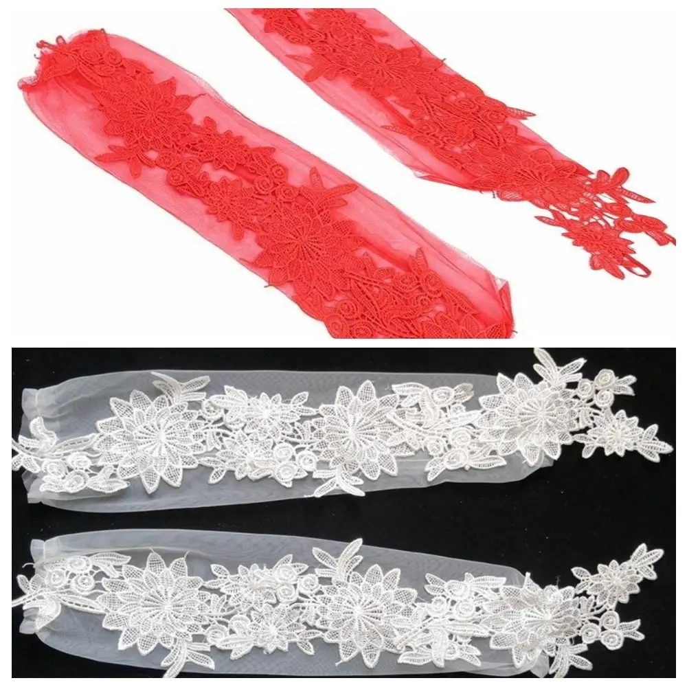 Moda sem dedos luvas de noiva rendas bordadas mulheres cosplay luvas flor alongada luvas longas boate palco