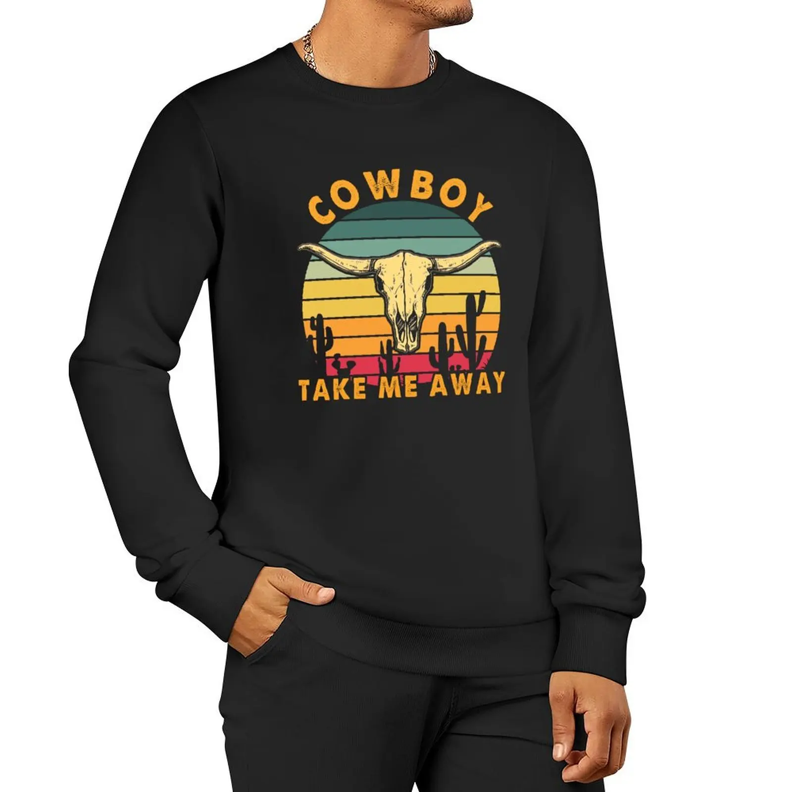 

Cowboy Take Me Away Country Western Pullover Hoodie graphic t shirts men men wear anime clothes men's sweatshirts