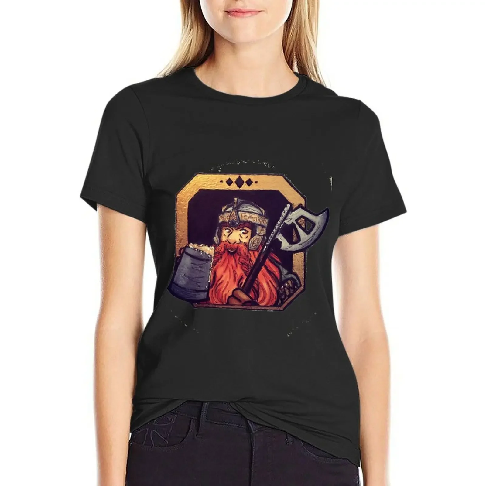 

Lotr prompt gimli T-Shirt sweat vintage clothes Blouse graphics Top Women