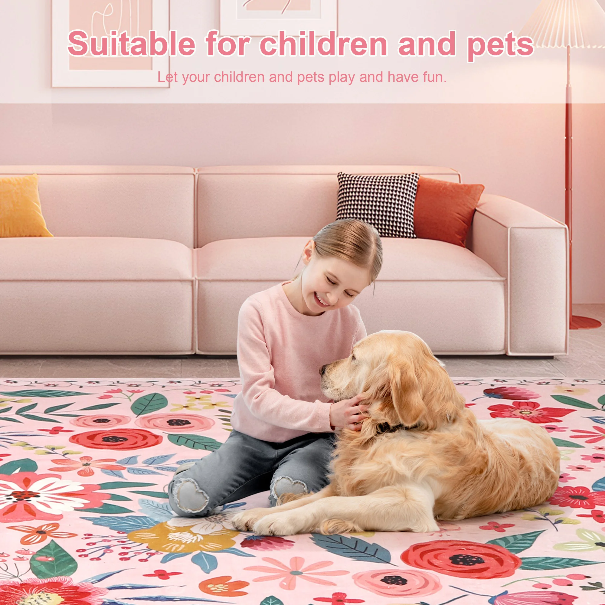 Alfombra de área de 8' X 10', alfombra lavable bohemia, alfombra suave antideslizante, alfombra interior de pila baja para dormitorio, oficina, comedor