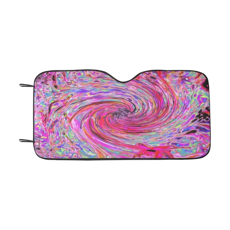 Colorful Auto Sun Shades, Cool Abstract Retro Hot Pink and Red Floral Swirl, Car Windshield Protection, Sun Shade for Car, Windo