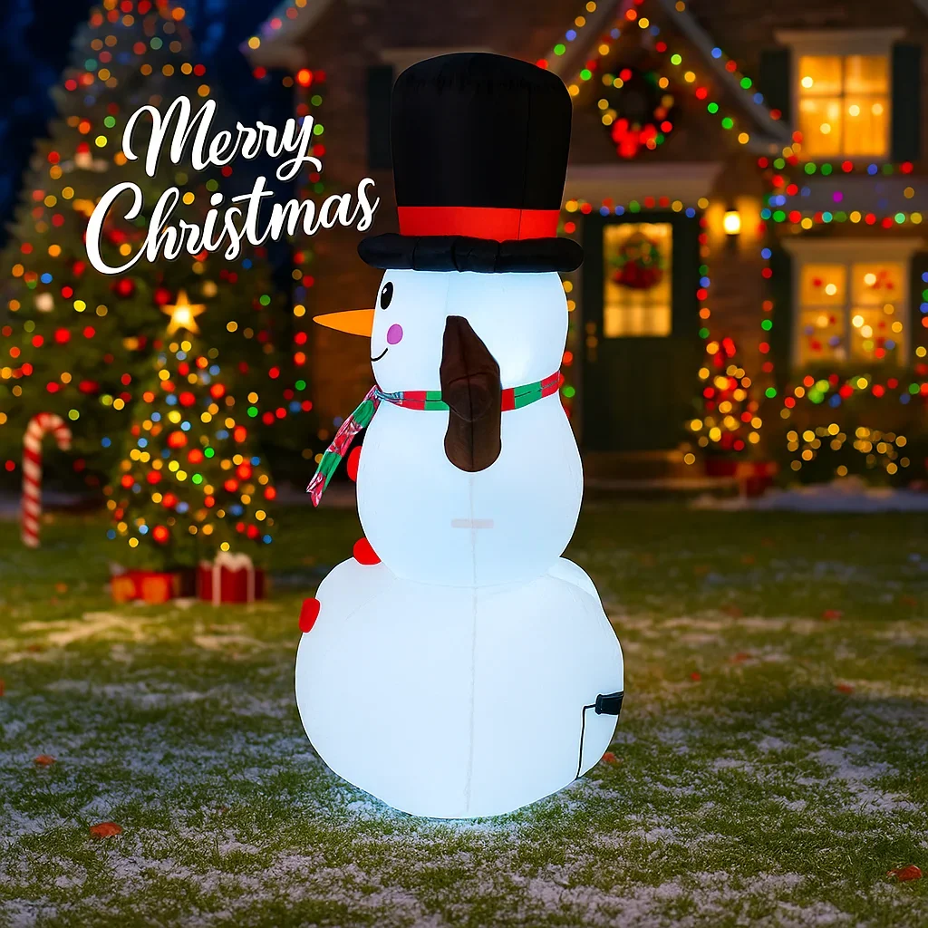 Chapéu de brinquedo inflável de 5,25 pés, boneco de neve, decorações de natal para quintal com luzes led, fornecimento de natal, ornamento para casa, presente festivo de feriado