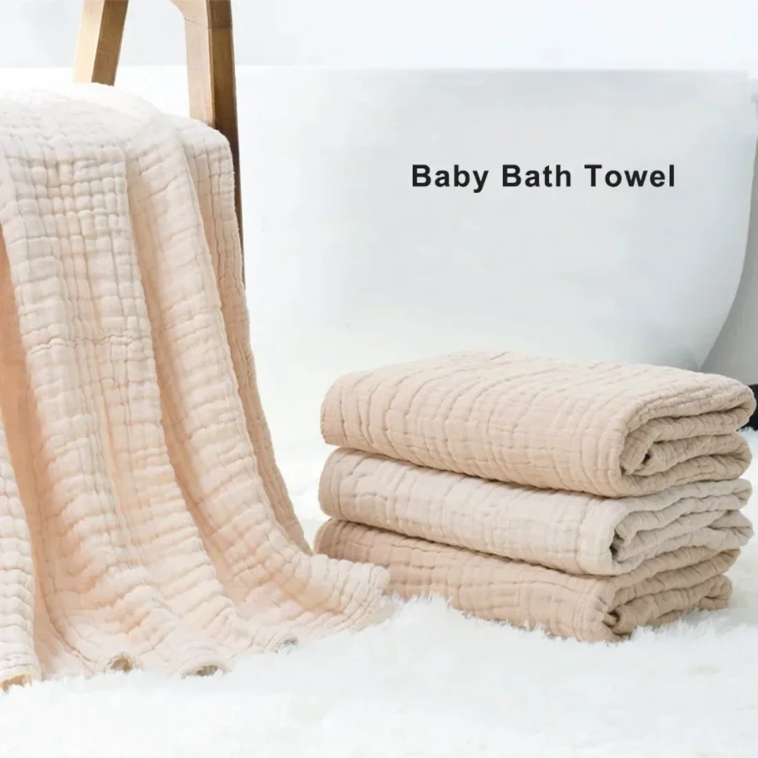 Pure Cotton Bubble 6 Layers Baby Bath Towel Kids Swaddle Wrap Bedding Muslin Blanket Infant Gauze Receiving Blanket 105*105cm