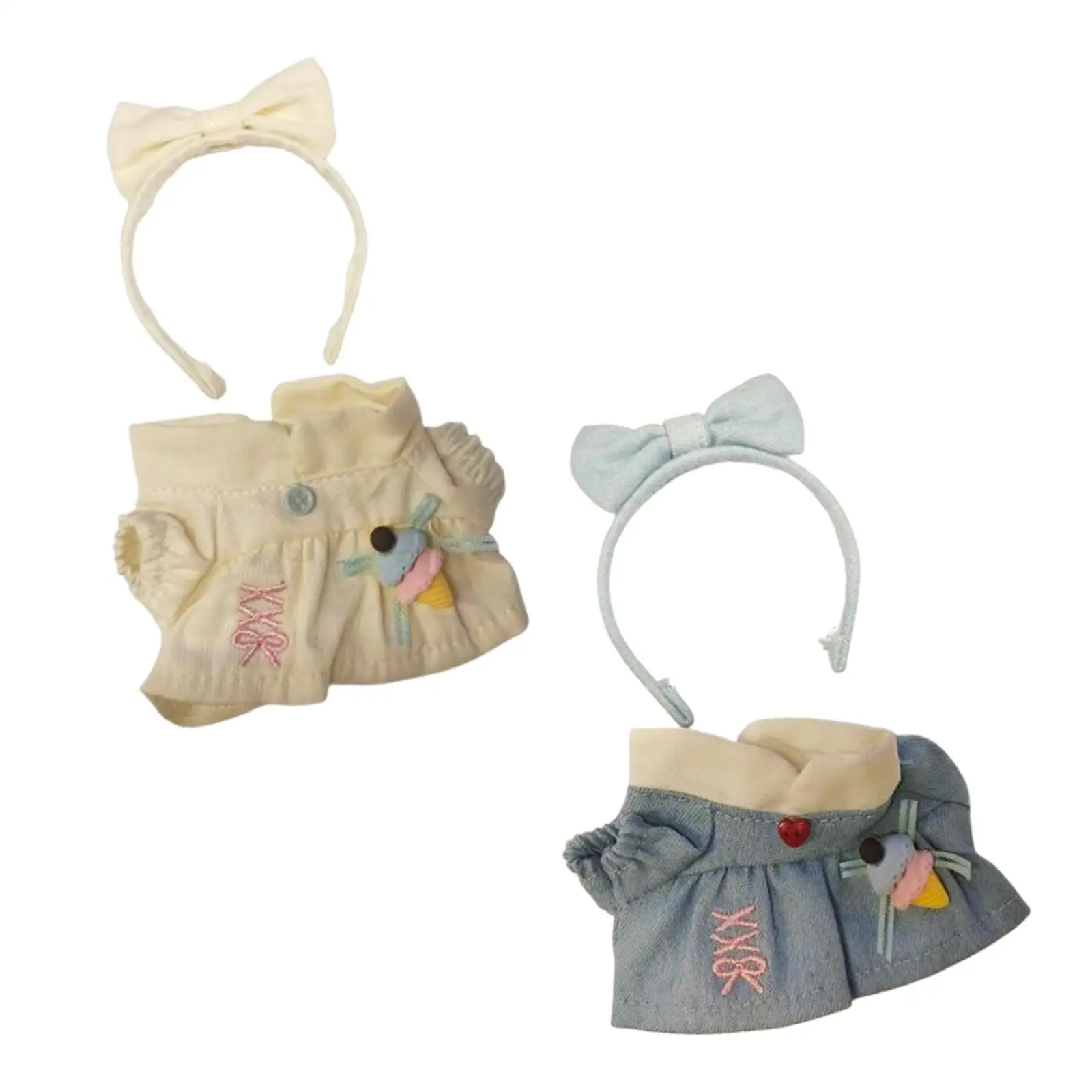 Plush Doll Dress Set Photo Props with Hair Accessory Imagination Hands on Dress up Girl Doll Clothes for 6.69inch Doll