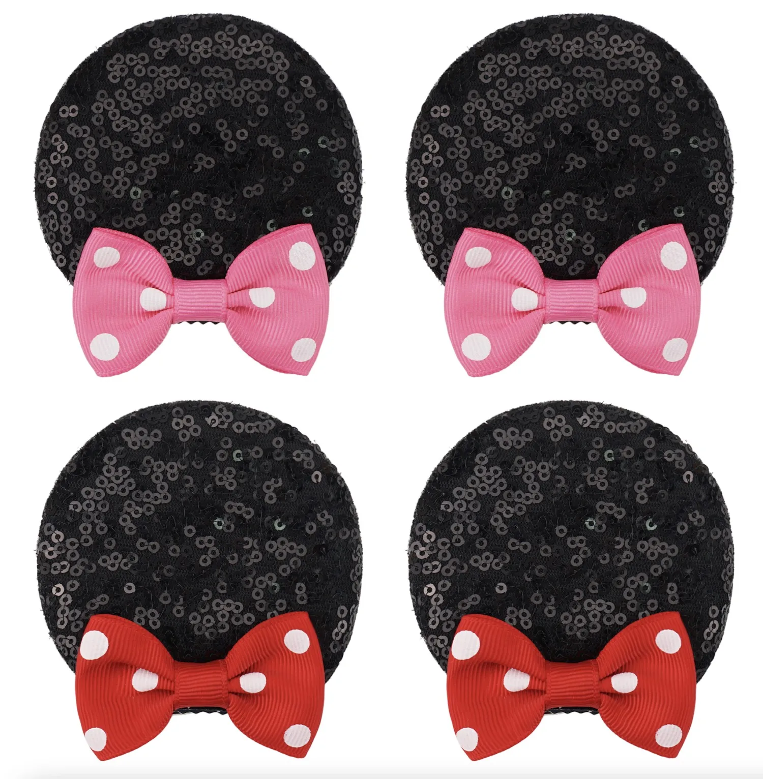 2Pcs Sequin Mouse Ears Hair Clips Glitter Hair Bows Cute Mice Ears Hair Clip Barrettes for Women Girls Hair Accessories forParty