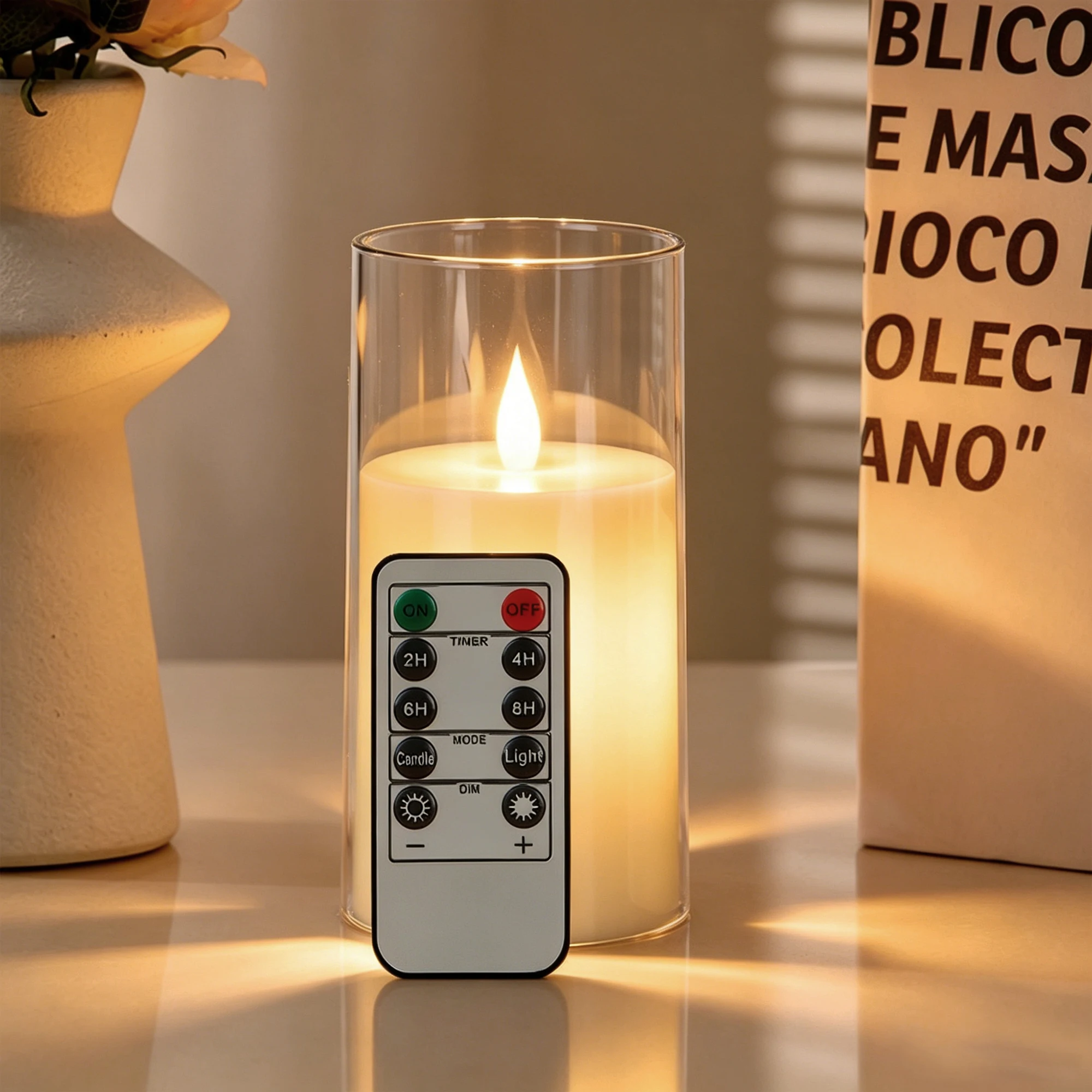 3-Piece LED Flame-Free Candle Set with Remote Control and Timer, Realistic Flame Effect, Transparent Case, Energy-Saving Flickering Wicks, Perfect for Christmas, Weddings, and Home Decor—Available in Three Colors
