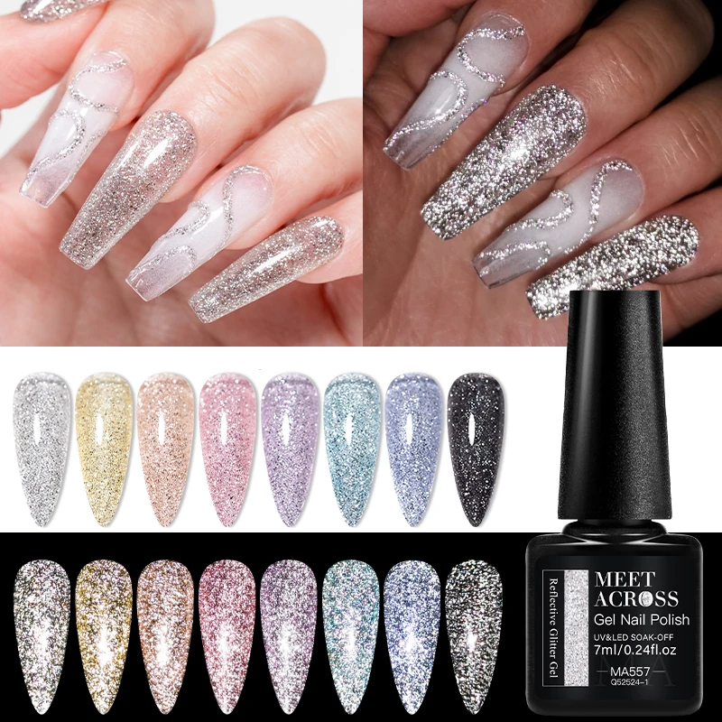 

7ml Reflective Disco Sparkling Gel Nail Polish Holographic Glitter UV Soak Off Long-Lasting Nail Polish Perfect for Manicure DIY