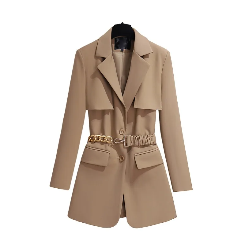 High Quality Suit Jacket Female Spring and Autumn Wear Korean Version Loose Casual Khaki Black Trench Coat