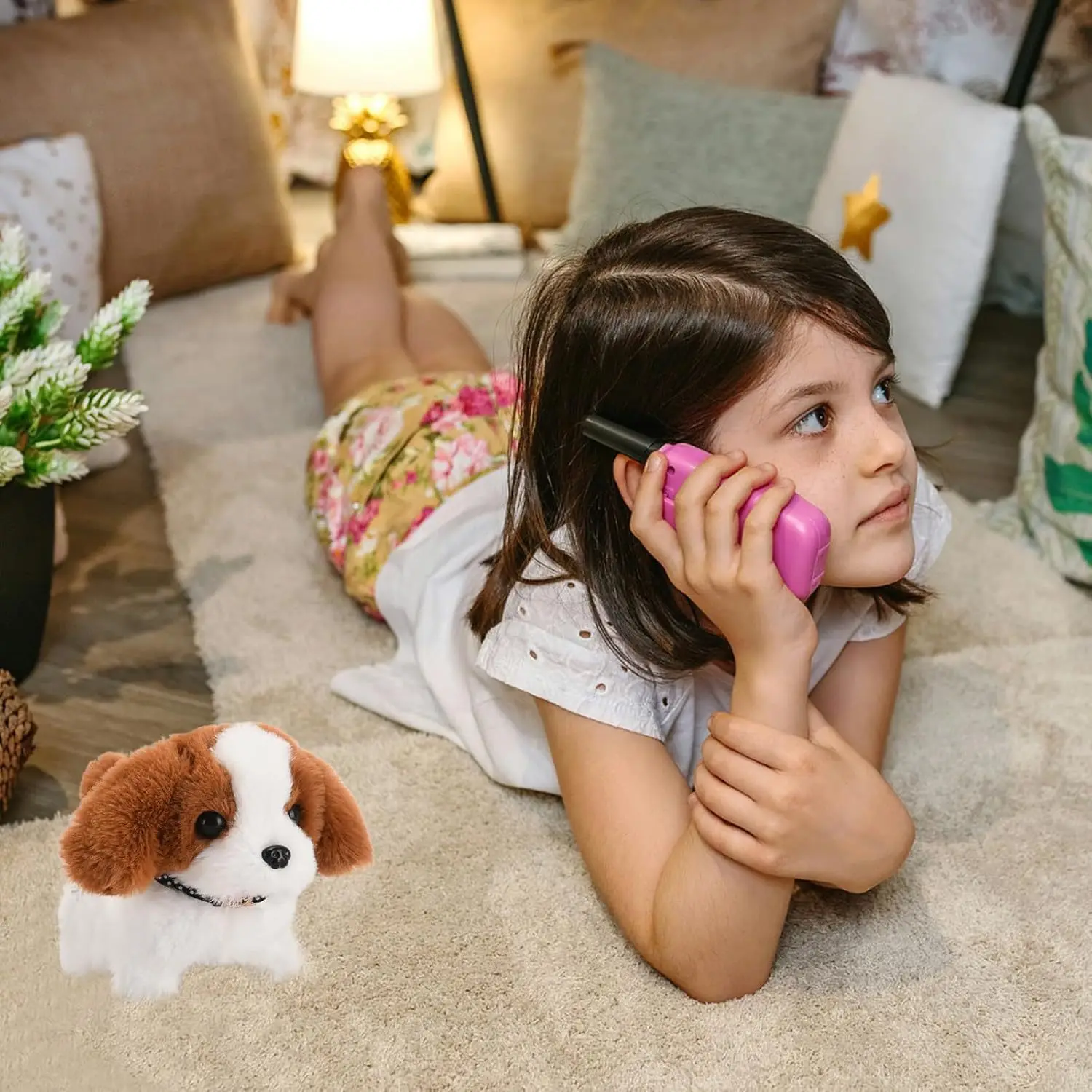 Cão de estimação elétrico de pelúcia, brinquedo elétrico de pelúcia infantil pode andar e latido, cachorro de simulação, cachorro elétrico, filhote de cachorro eletrônico