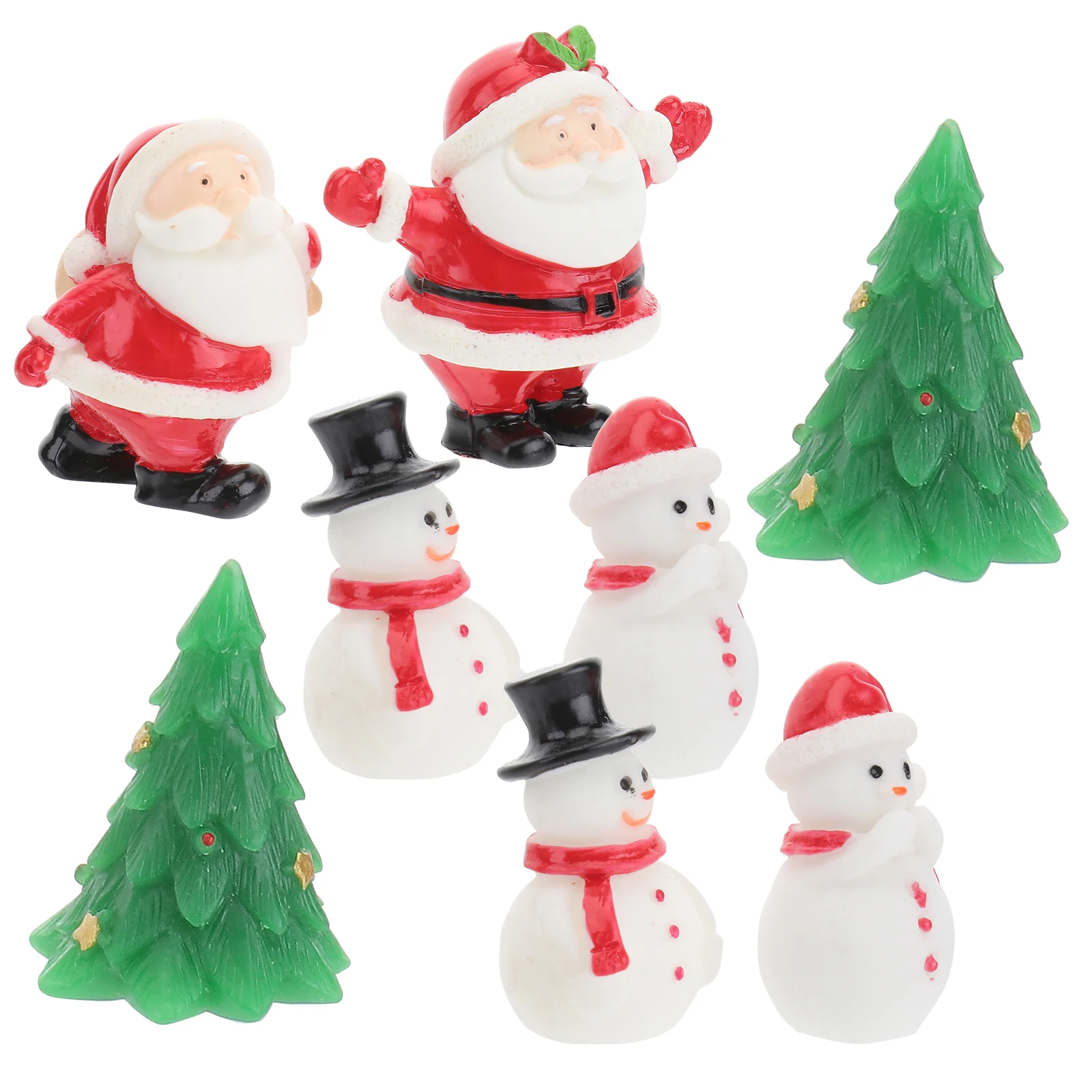

8pcs Resin Christmas naments Delicate Xmas Decor Snowman Reindeer Garden Statue Sculpture Household Adornment Desktop Decor