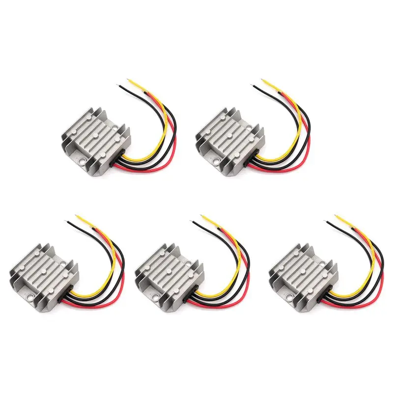 ABLQ 5X DC 24V To 12V Converter, Voltage Buck Converter 5A 60W, Step Down Transformer Waterproof With Aluminum Shell