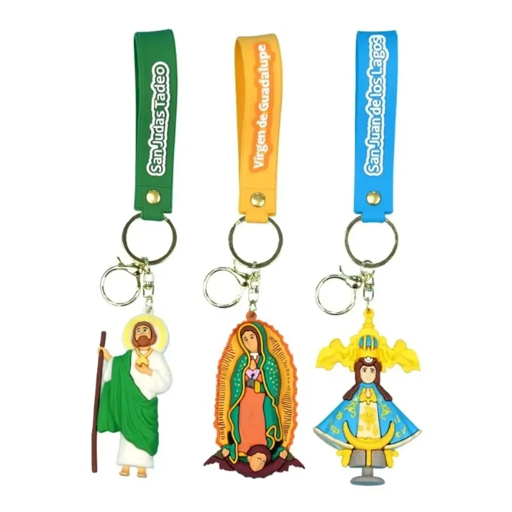 New Cute Doll Jesus Keyring Matryoshka Doll Jesus Anime Keychain Silicone Virgin Mary Doll Keyring Holiday Gifts