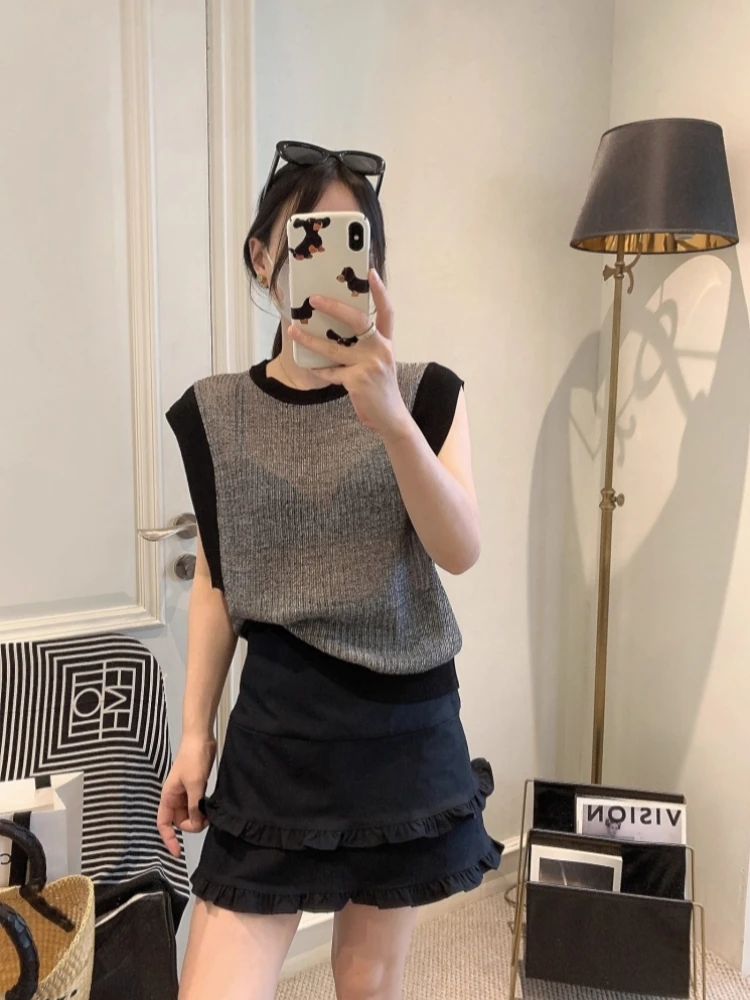 

Faionable корейский круглый вязаный жилет Ne Svel, женский антивозрастной универсальный топ, цвет Blo, тонкая модель для поездок на работу и ветер