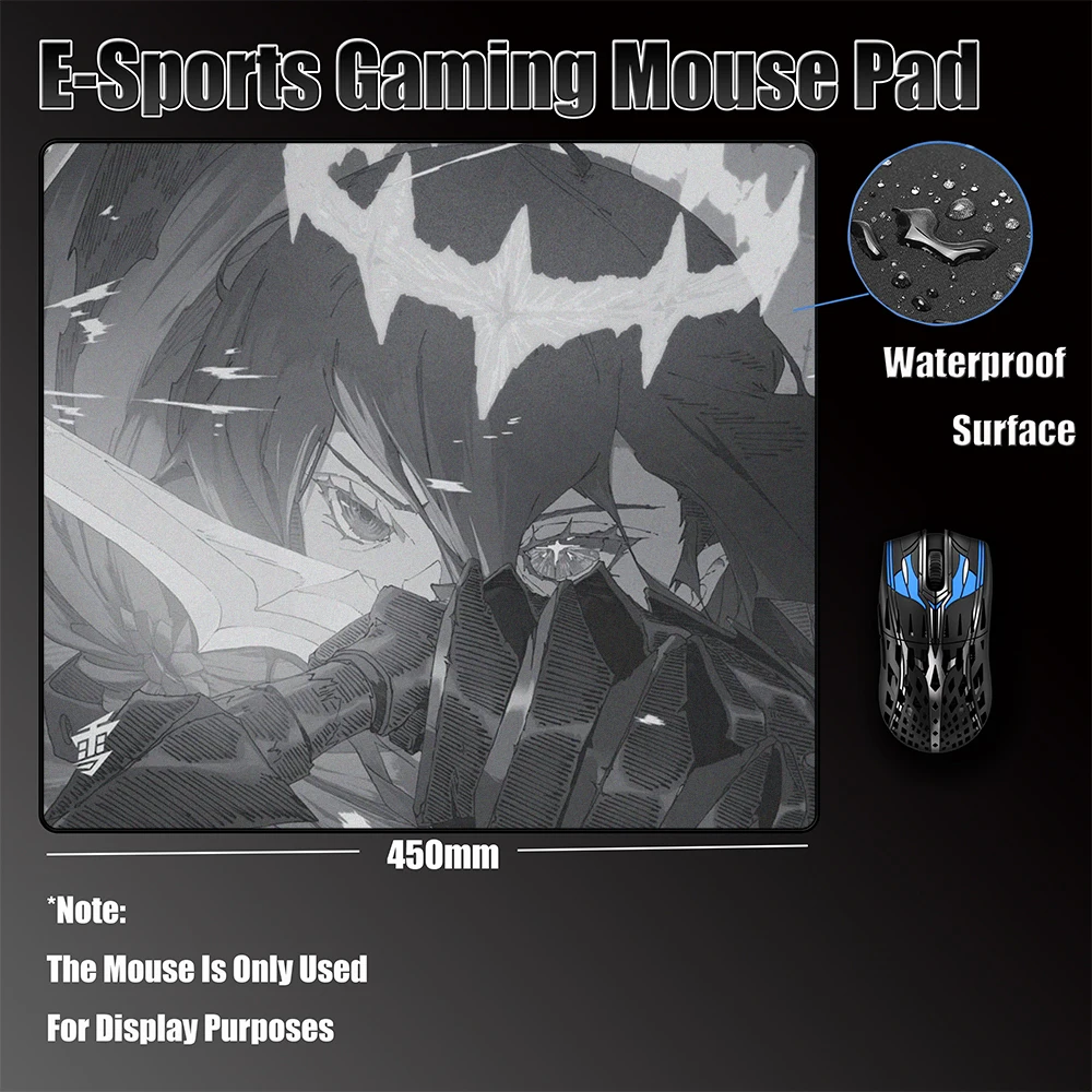 

Игровой коврик для мыши Game Professional Yuki Aim Monokuro: Премиум-класс, балансированный, нескользящий, для киберспорта, большой, водонепроницаемый