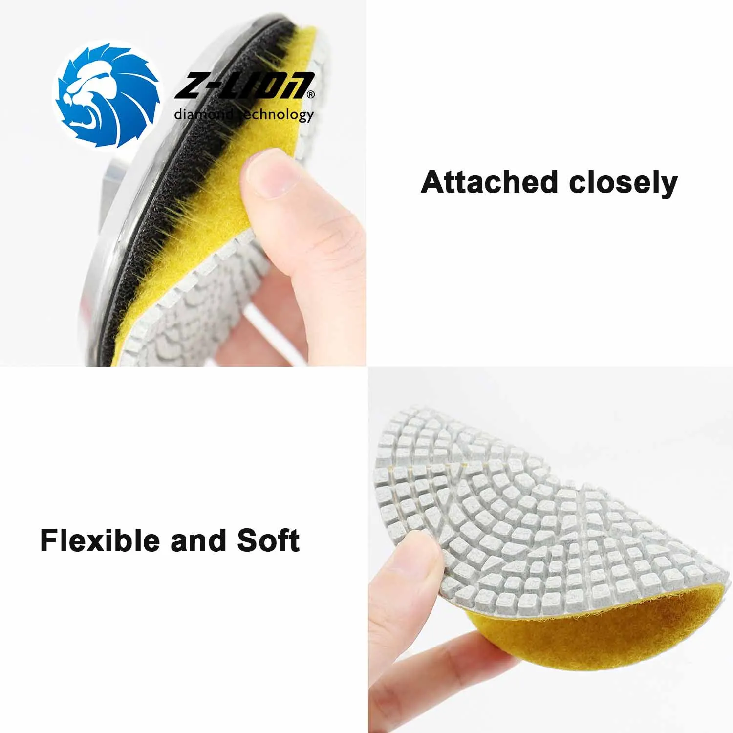 Z-LION 3PCS 4Inch wet diamond 3 step polishing pads for Granite Marble Stone Grinding Disc