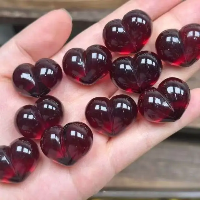 Pulseira DIY com Pingente Coração de Pêssego em Âmbar, Acessório de Contas de Âmbar Sangue Dispersas para Fabricação de Joias