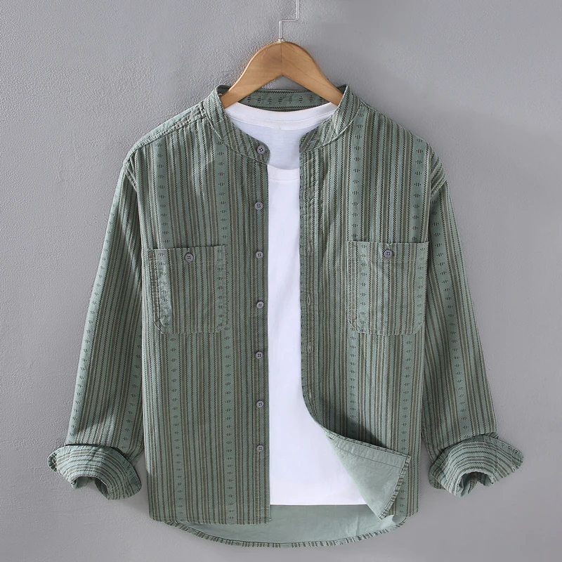 

Loose Men's Long Sve Striped Flannel irt Casual Spring Autumn Trendy Outerwear Lightweight Iron-Free Treaent