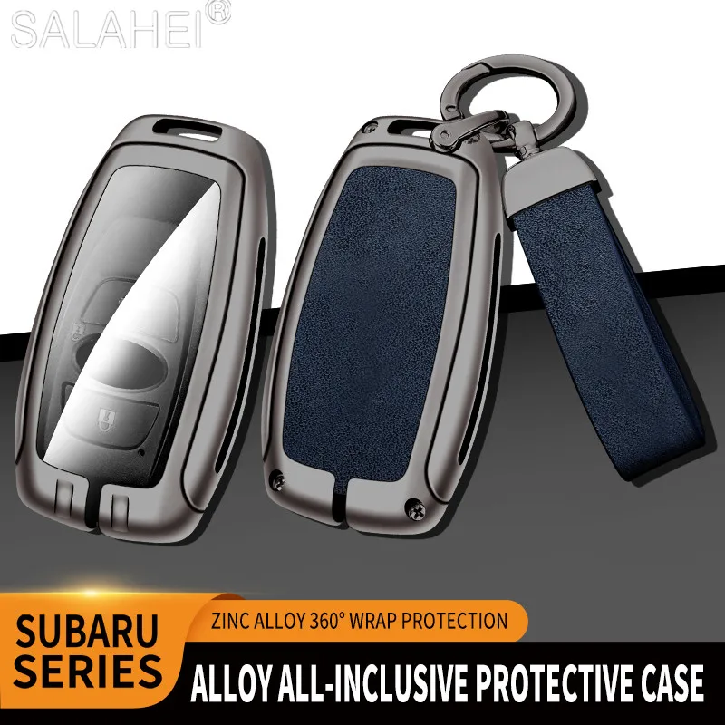 Zinc Alloy Leather Car Key Case Cover, Subaru BRZ STI, XV, SV, Forester, Legado, Outback, Crosstrek, Impreza, WRX, Subida, Acessórios