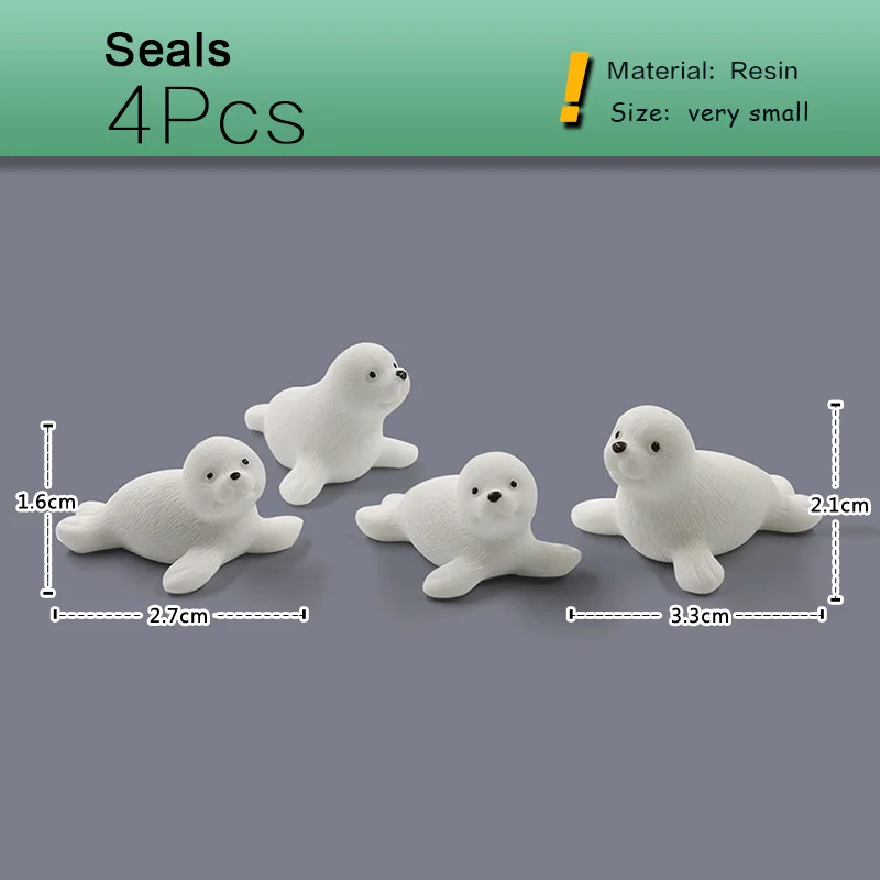 White Polar Bear Seal Walrus Miniature Figurine Resin Craft Animal Model home decor fairy garden Car decoration DIY Accessories