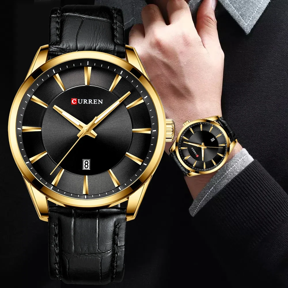 Quartz Watch CURREN Luxury Men Outdoor Mens Watches Sport Watches Auto Date Wristwatch Clock Leather Wrist Watches mens 2021