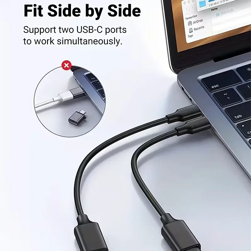 Type-C Male to USB Female OTG Cable and USB to USB-C 3.0 Adapter, Aluminum Alloy Material, USB 3.0 Extension Cable