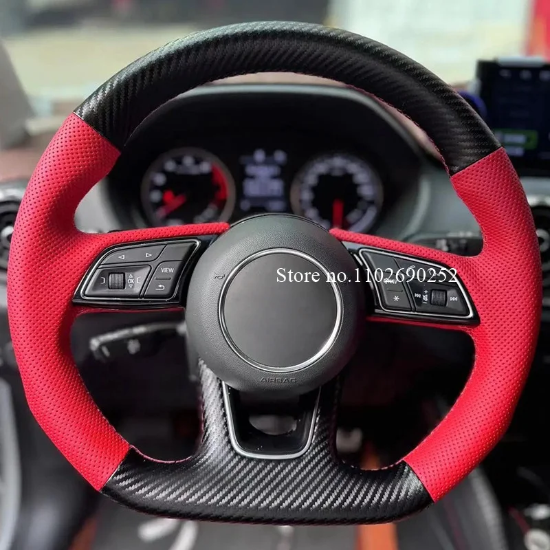 

Hand-Sewn Steering Wheel Cover For Audi A3 2017-2024 A4 2017-2024 Q2L 2022-2024 Car Accessory Auto Wheel Cover