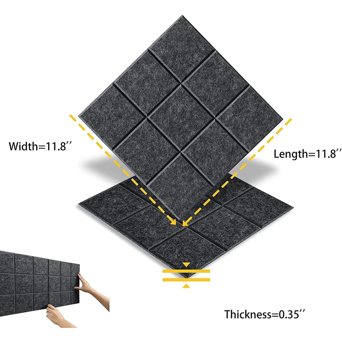 6 Pcs Self-Adhesive Acoustic Panels Decor Tiles,Sound Panels 9 Mesh Pin Boards,Acoustic Treatment for Studio,Dark