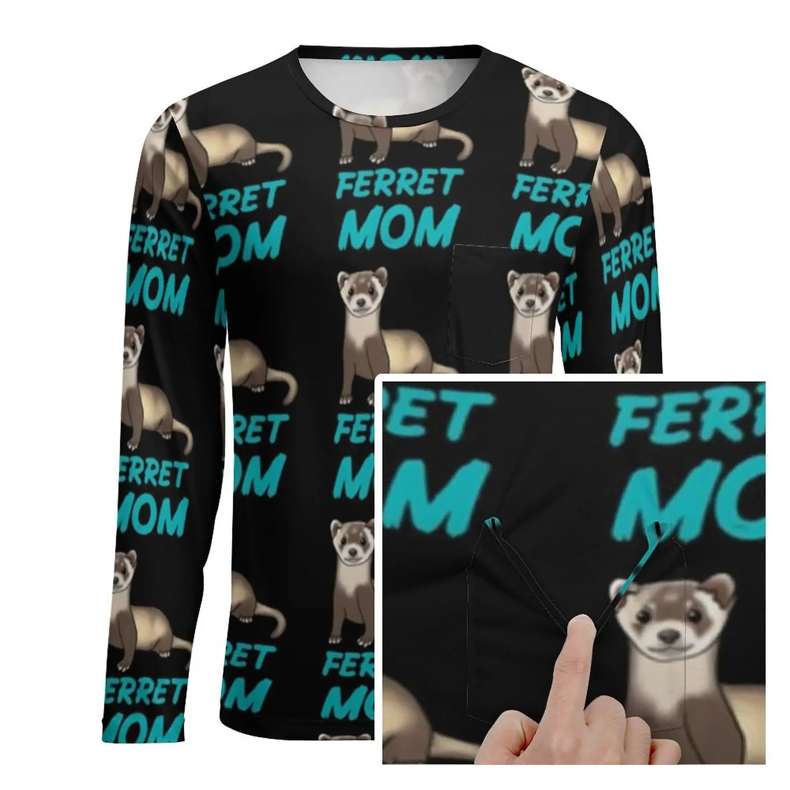 Ferret Mom T Shirt Autumn Blue Letters Print Casual T-Shirts Men Novelty Pattern Tshirt Big Size