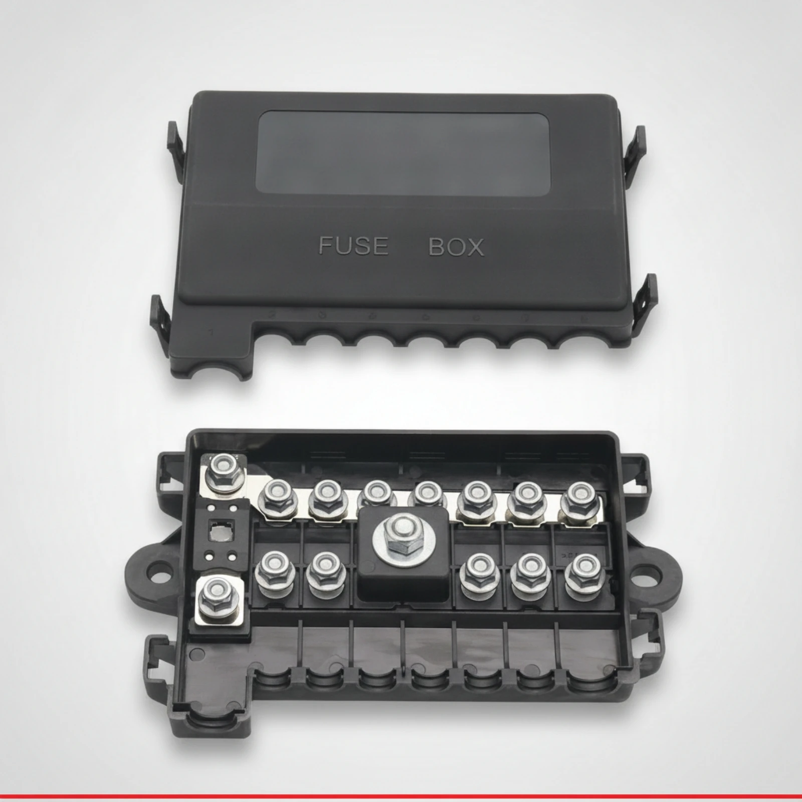 Power Distribution Fuse Box Heavy-Duty 7-Way Fuse Holder Hardware Bolt-on Multi-Circuit for Mechanics, Automotive