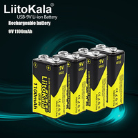 4PCS LiitoKala USB 9V Battery 1100mAh Lithium Rechargeable Battery 6F22 for Metal Detector Multimeter Microphone Remote Control