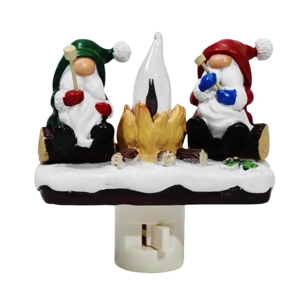 

New Santa Campfire Nightlight 3D Resin Christmas Eve Lights Flameless Candles Deer and Girl Figures Statue Lamps