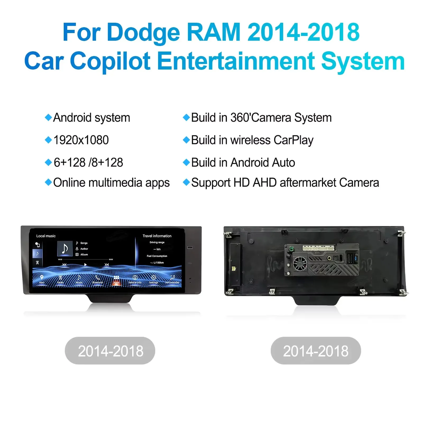 شاشة ترفيهية للركاب الوسائط المتعددة لدودج رام 2014 2015 2016 2017 2018 شاشة مساعد الطيار وحدة رأس الركاب مشغل ديفيدي #4