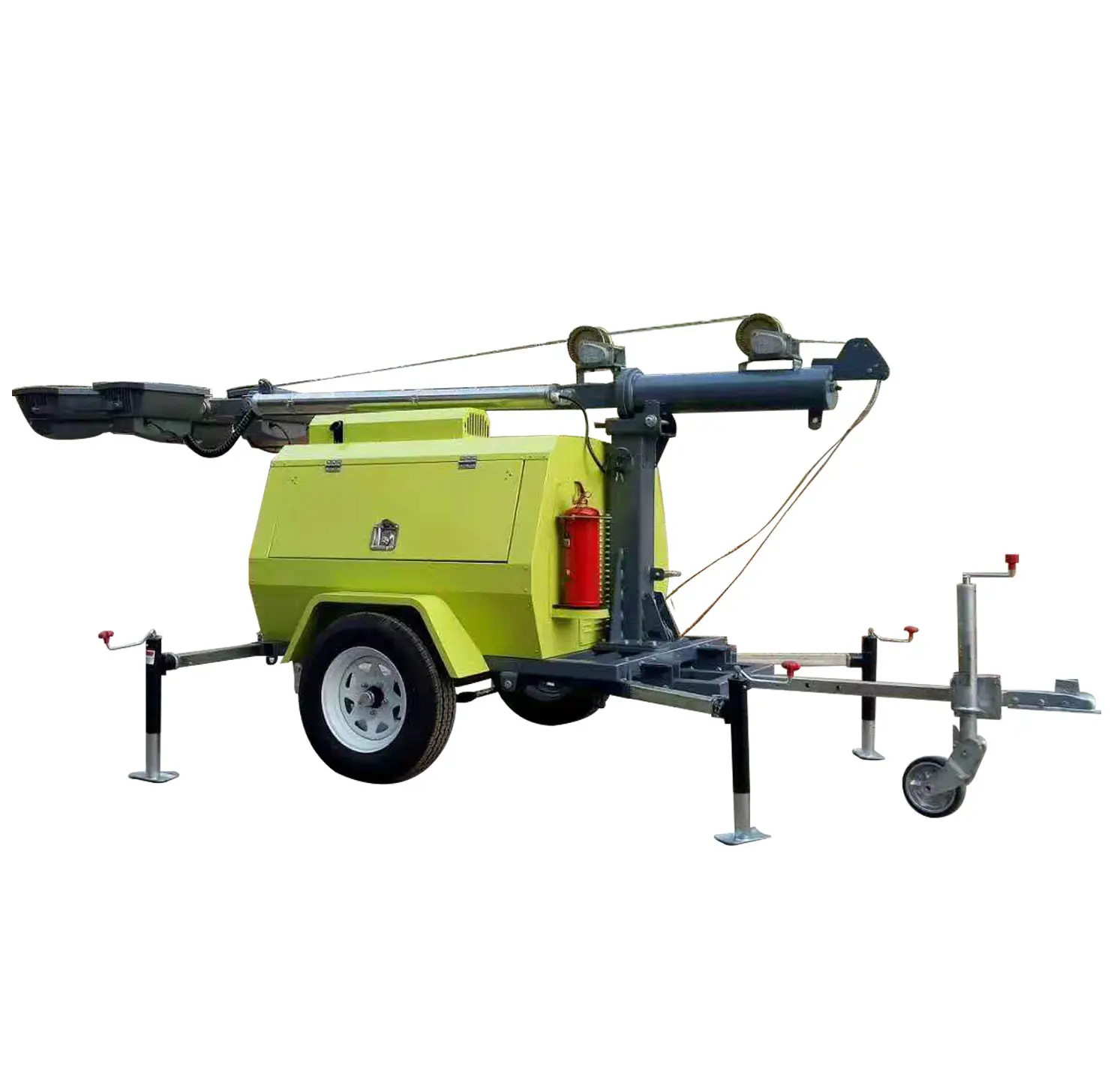 Mobile Portable Telescopic Mobile Light Towers 9m Solar Trailer Generator Diesel Lighthouse 4*400W LED